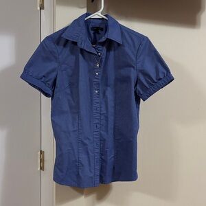 Lands' End women’s Casual Blue Button Down Shirt